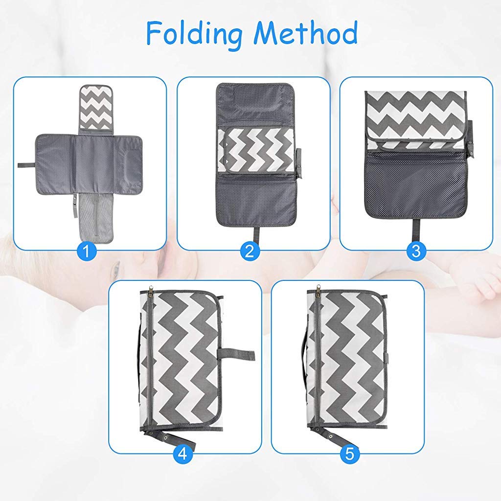 SNOWIE SOFT Baby Changing Mat, Waterproof Changing Pad with Head Cushion & Organizer Pockets, Diaper Changing Station, Foldable Baby Massage Mat for Home Travel Outside (Grey) SNOWIE SOFT Baby Changing Mat, Waterproof Changing Pad with Head Cushion & Organizer Pockets, Diaper Changing Station, Foldable Baby Massage Mat for Home Travel Outside (Grey)